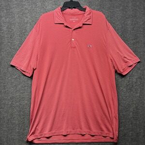 Vineyard Vines Mens XL Polo Shirt Red White Stripe Short Sleeve Casual Golf